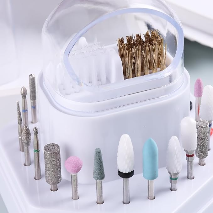 2 in1 Nail Drill Bit Holder and Nail Drill Bits Cleaner Brush Case, 24 Holes - Image 6