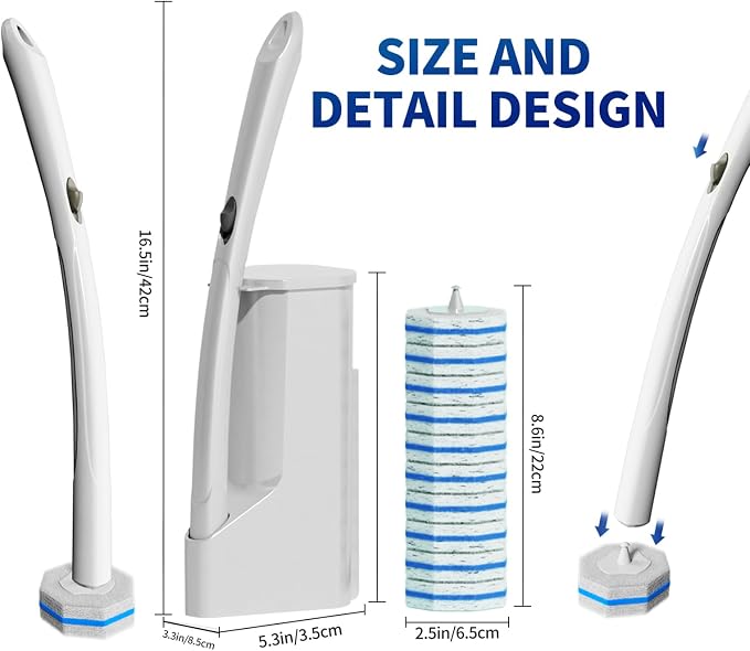 Disposable Toilet Brush Cleaning System, Two Sets of Wands and 60p Refills Pads - Image 3
