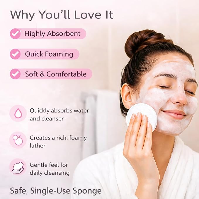 120 PCS Compressed Facial Sponges, Natural Cellulose Face Cleaning Pads - Image 5