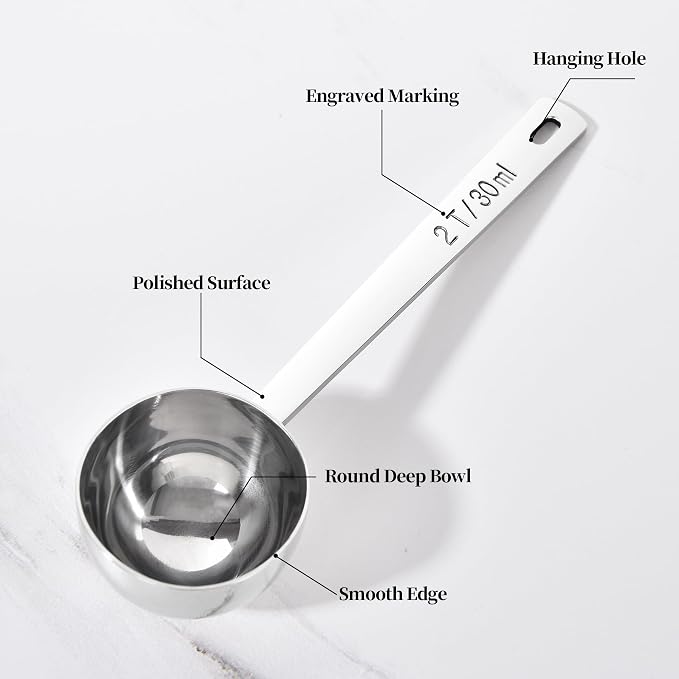 Long Handle Coffee Scoop: 18/8 Stainless Steel 5.98 Inch 2 Tablespoon Metal - Image 6