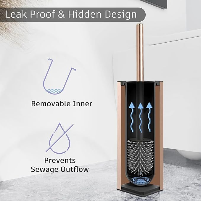 BGL Standing Toilet Brush and Holder Rose Gold Aluminium Toilet Bowl Cleaner - Image 2