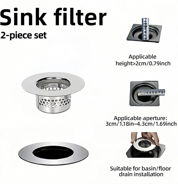 Bathroom Sink & Bathtub Drain Filter Strainer Set - Image 7