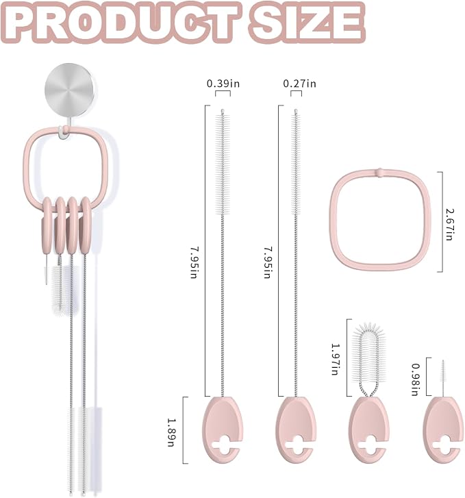 YOTIME Standing Straw Cleaner Brush Set, 4in1 Reusable Straw Brushes - Image 2