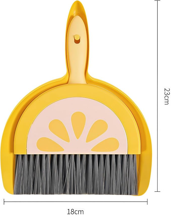 1Pcs Small Broom and Dustpan Set Cute Little Yellow Green Hand Mini Broom and - Image 3