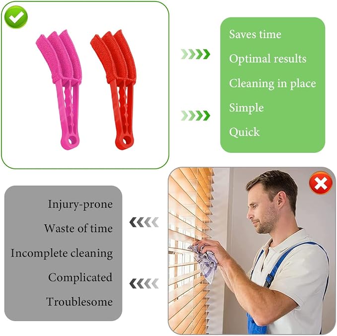 2 PCS Blind Cleaner Duster Tool, Window Venetian Hand-held 3 Arm Dusting - Image 5