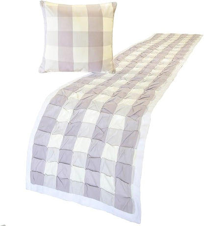 The HomeCentric King/Queen/Twin Lavender Decorative Bed Runner Full 68"x18" Bed Runner Without Pillow Cover, Checkered, Buffalo Plaid, Check Bed Scarf on Cotton Fabric - Lavender Plaid Knots