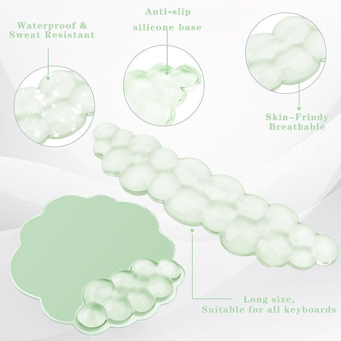 Gel Cloud Keyboard and Mouse Wrist Rest, Cute Wrist Support and Arm Support Rest - Image 3