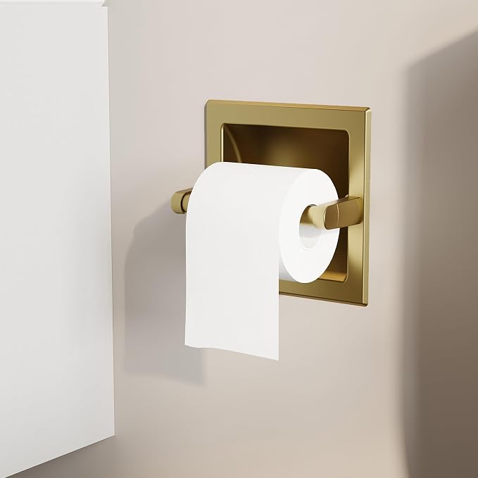 Recessed Gold Toilet Paper Holder, in Wall Toilet Paper Holder Pivoting - Image 4