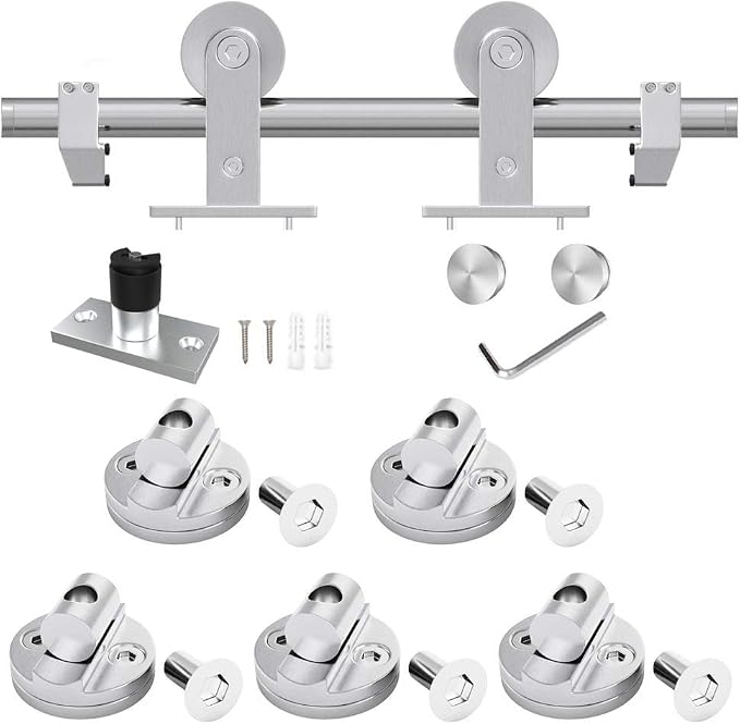 WINSOON Barn Door Hardware Kit 7.5FT: Brushed Nickel Heavy-Duty Low Profile - Image 6