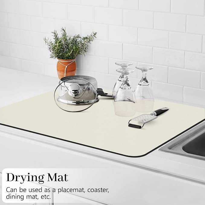 Bloss Coffee Mat / Drying Mat Off White, Absorbent / Hides Stains / Rubber - Image 6
