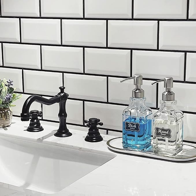 JASAI 2Pack Antique Design Glass Soap Dispenser - Image 5