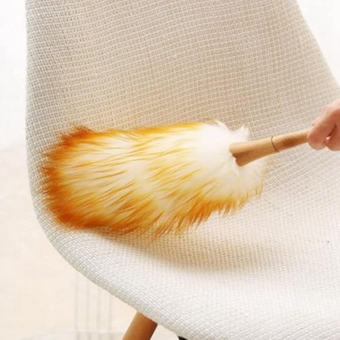 2 Pack Lambswool Duster with Solid Wooden Handle-12''Long Natural Feather - Image 5