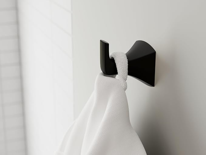 Pfister Bruxie Towel Hook, Bathroom Towel Hook, Wall-Mounted, Matte Black Finish - Image 2