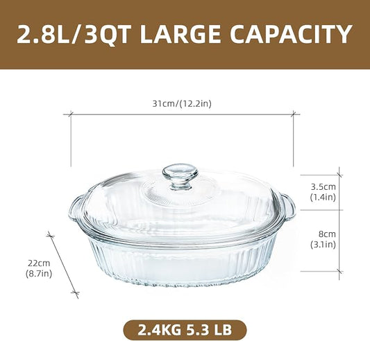 Luvan 2.8L/3Qt Glass Casserole Dish - Image 2