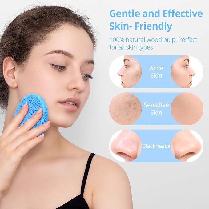 Natural Facial Cleansing Sponges- 20 Count Compressed Facial Sponges Cellulose - Image 3