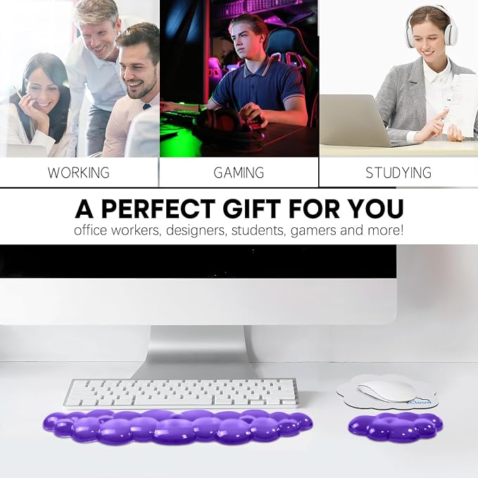 JIKIOU Clear Gel Wrist Rest for Keyboard and Mouse, Cool Silicone Mouse Wrist - Image 4