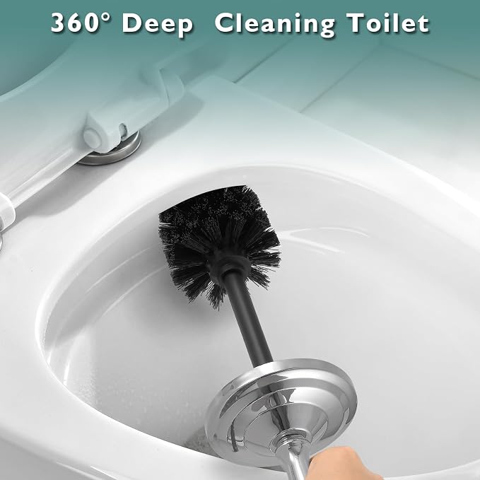 Chrome Toilet Brush and Holder Set, Stainless Steel Toilet Brush - Image 4
