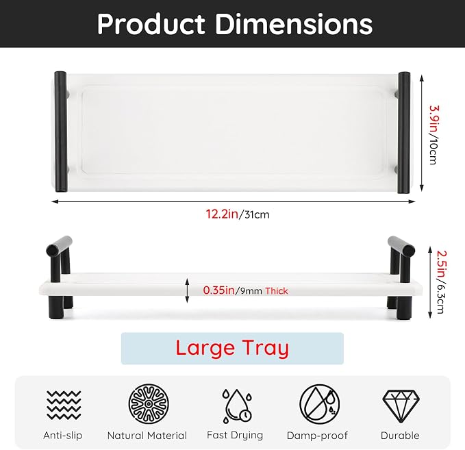 Segbeauty 12x4in Bathroom Tray, Absorbing Quick Dry Stone Drying Mat - Image 5