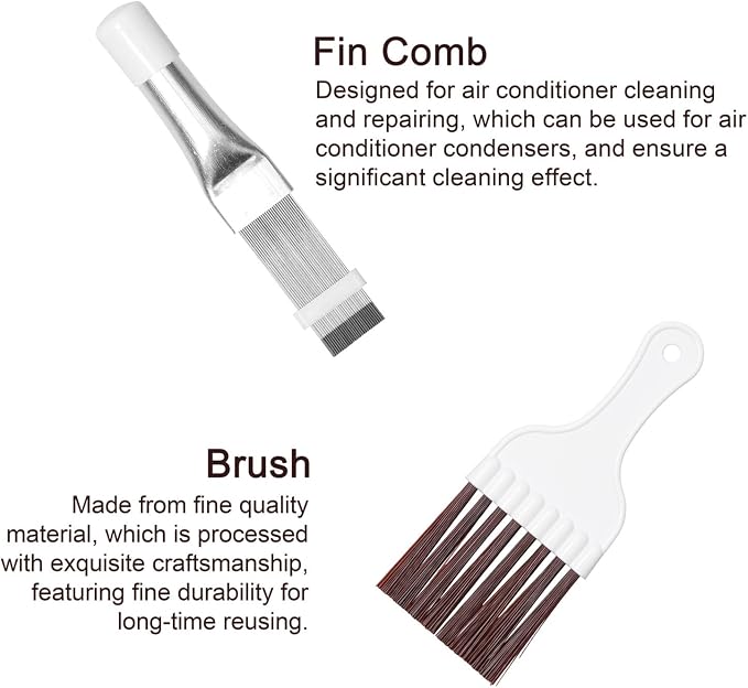 Air Conditioner Condenser Fin Comb and Cleaning Brush Set, Stainless Steel Fin - Image 4