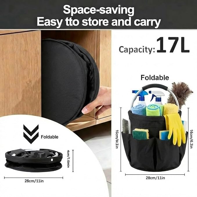 Multifunctional 17L Cleaning Caddy, Foldable 600D Organizer Bag - Image 2