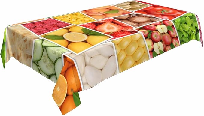 Fruits Vegetables Party Table Cloth Rectangle Table Apples Oranges Lemons - Image 2