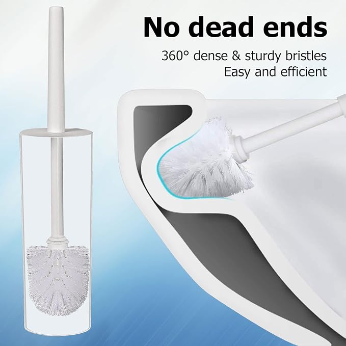 Topsky Toilet Brush & Holder Set, 2 Pack Plastic Round Barrel Loo Brush - Image 3