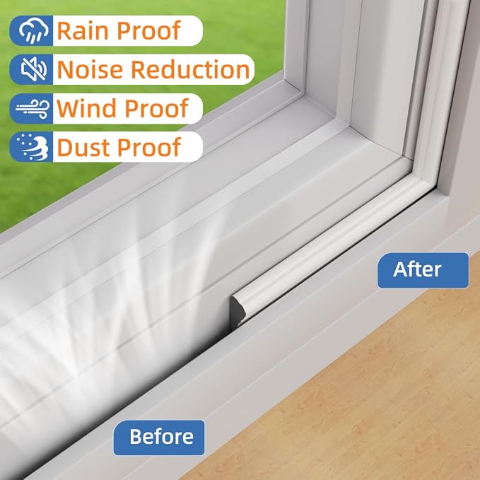 Wedge-Shape Window Weather Stripping Door Frame Seal Strip 3Pcs×196" White - Image 6