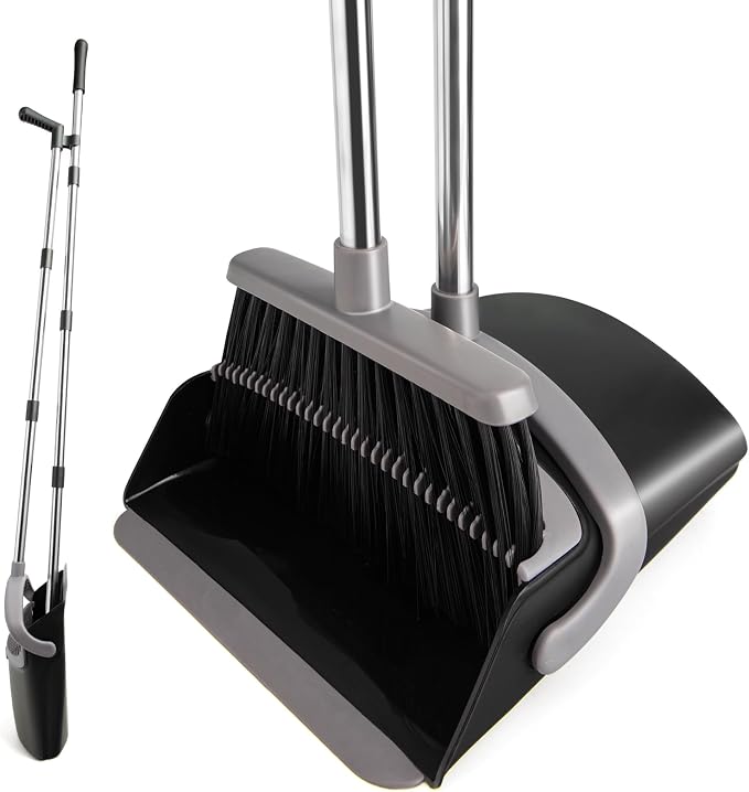 Broom and Dustpan Set, Long Handle Lightweight Dustpans by XXFLOWER