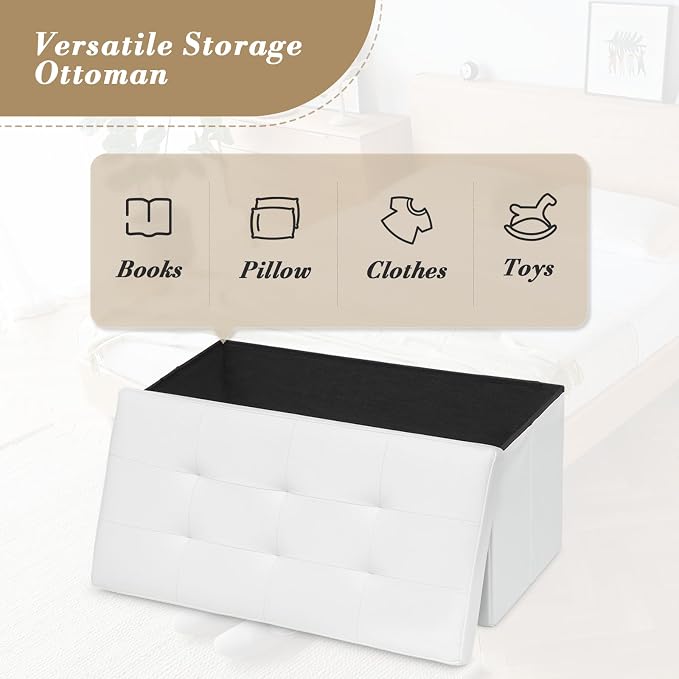 Athena Collection 30" Storage Ottoman Bench Folding Bench - Image 5