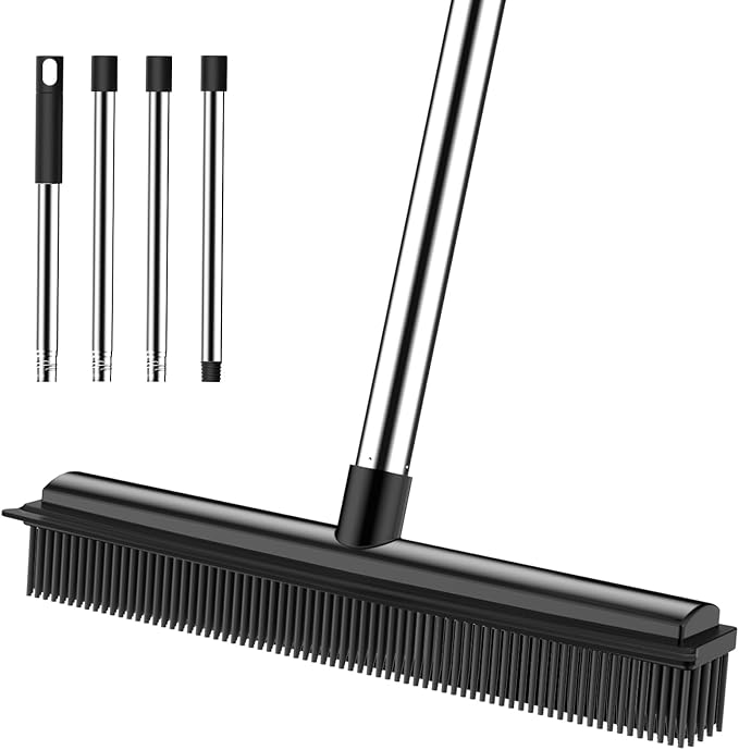 nacena Rubber Broom, 2 in 1 Pet Hair Removal Broom by NACENA