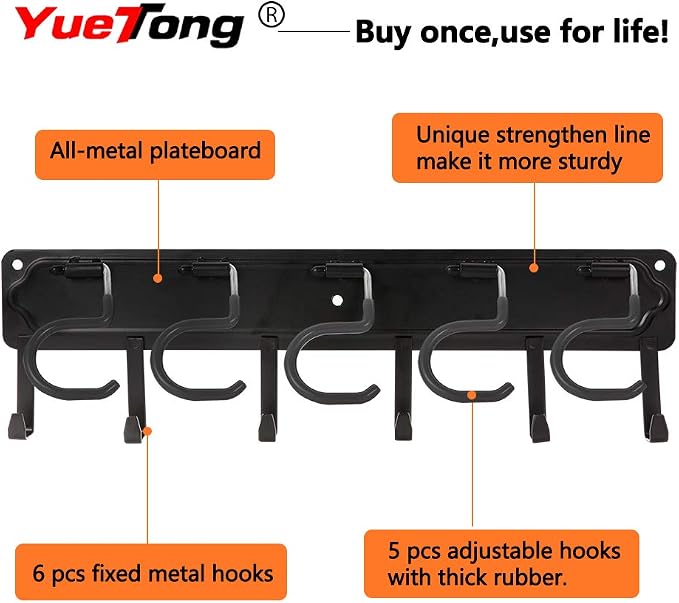 YueTong 68" All Metal Garden Tool Organizer, Adjustable Garage Wall Organizers - Image 3