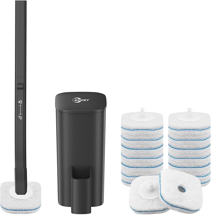 Disposable Toilet Brush, 14 Refills Toilet Bowl Cleaner Wand, Toilet Cleaner by EZKEY