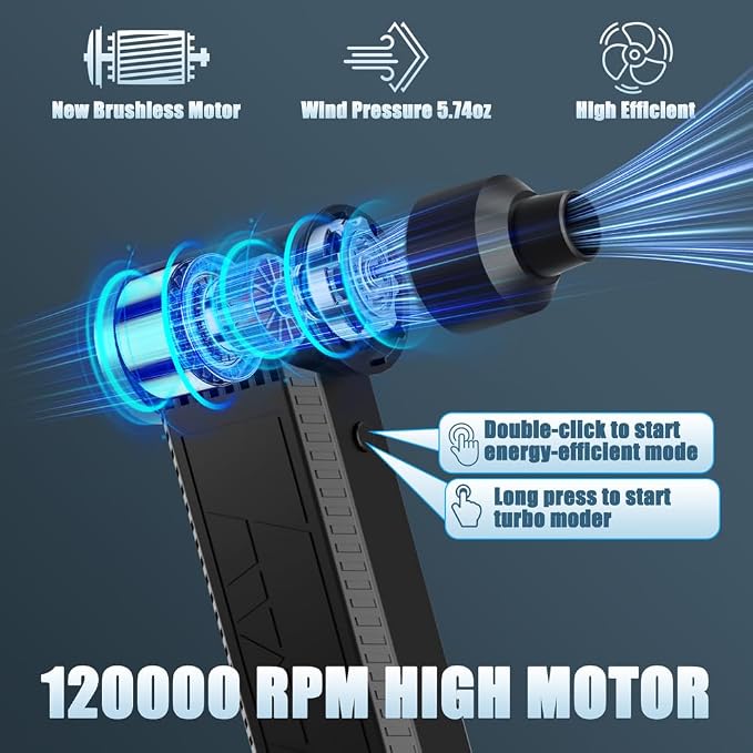 Cordless Electric Air Duster: 120, 000 RPM High-Speed 4-Speed Adjustable Blower - Image 7