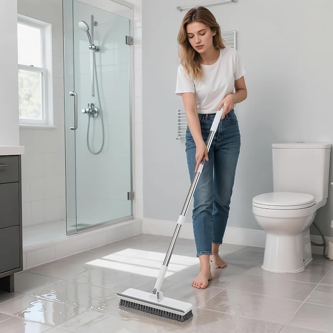 Floor Scrub Brush with 55" Long Handle, 2-in-1 Floor Brush with Built-in - Image 9