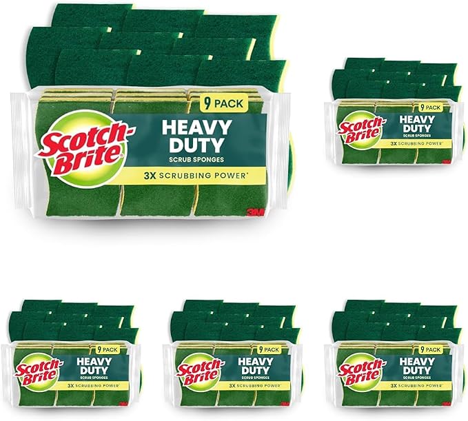 Scotch-Brite Heavy Duty Scrub Sponge, 9 Kitchen Sponges by Scotch-Brite
