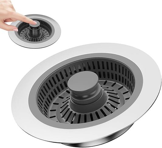 3 in 1 Kitchen Sink Drain Strainer & Sink Stopper, Anti-Clogging Sink Food by KUWSEIY