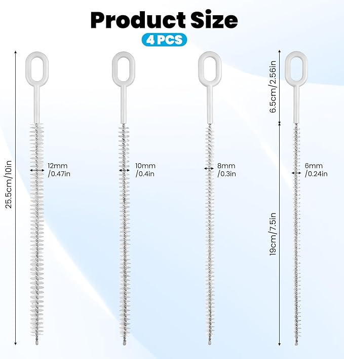 4 Pcs Straw Cleaner Brush, 4 Diameters, 10 Inch Straw Cleaner - Image 5