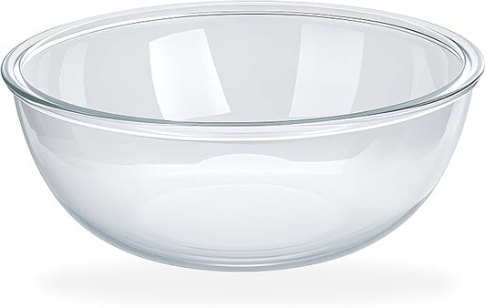 6.3 Qt Large Glass Mixing Bowl, 12.3" Clear Glass Salad Cooking Bowls by MUUBOOX
