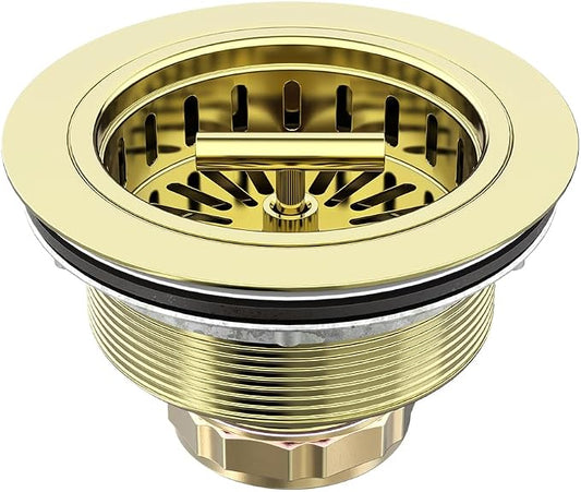 KONE 3-1/2 Inch Kitchen Sink Drain Assembly Stainless Steel Gold Kit by KONE