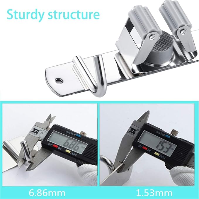 Broom Mop Holder Wall Mount Stainless Steel Tool Hanger Storage Organizer - Image 5