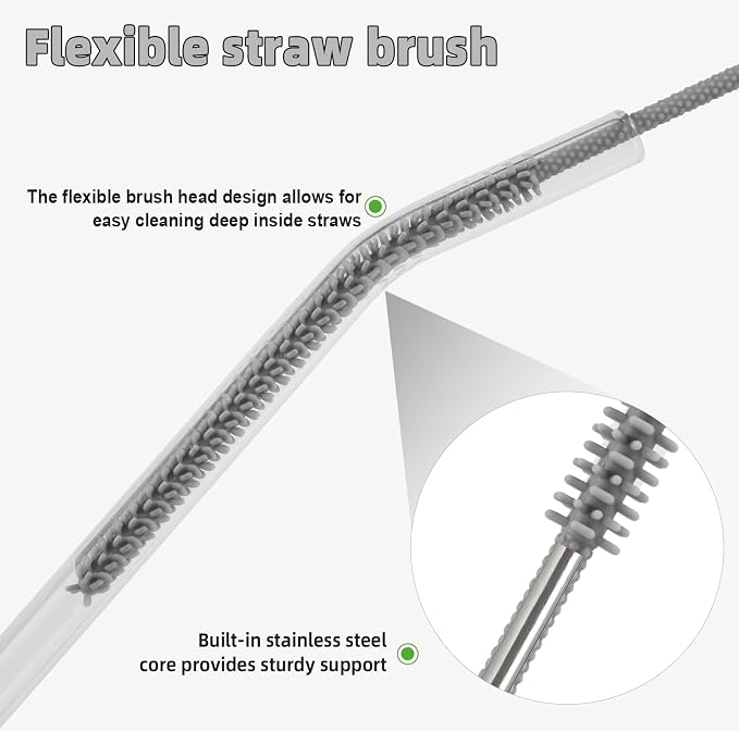 Silicone Straw Cleaner Brush, 4-Piece Reusable Straw Brush Set - Image 4