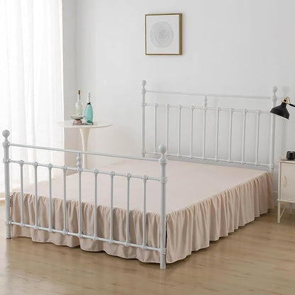 Bed Skirt, Full Size Ruffled Bed Skirt with Split Corners, 14 Inch Drop Dust Ruffle Bed Skirt with Platform, Full -14 Inch, Cream