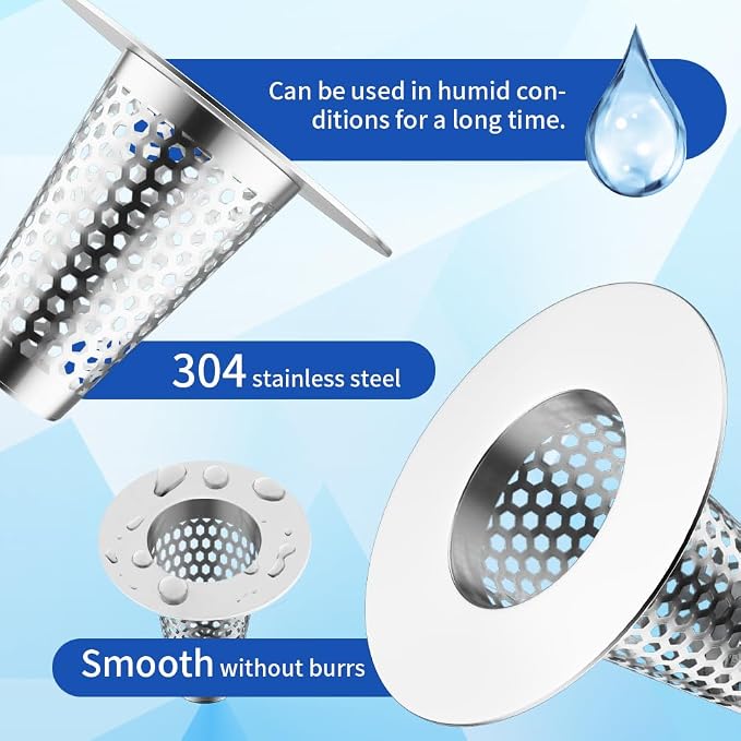 2Pack Bathroom Sink Drain Strainer, Reusable Sink Strainer Bath Tub Hair Catcher - Image 5