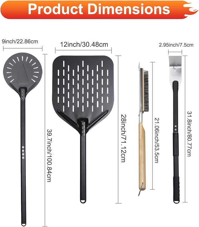 4PCS Perforated Pizza Peel 9&12 Inch, Heat-Resistant Oven Mitts, Bubble Spinner - Image 2