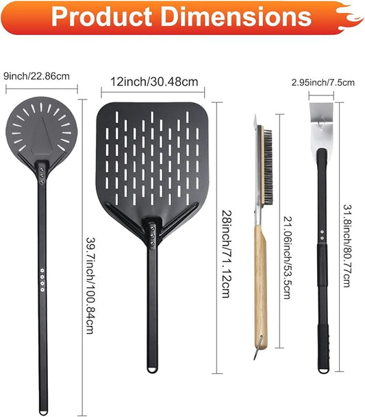 4PCS Perforated Pizza Peel 9&12 Inch, Heat-Resistant Oven Mitts, Bubble Spinner - Image 2