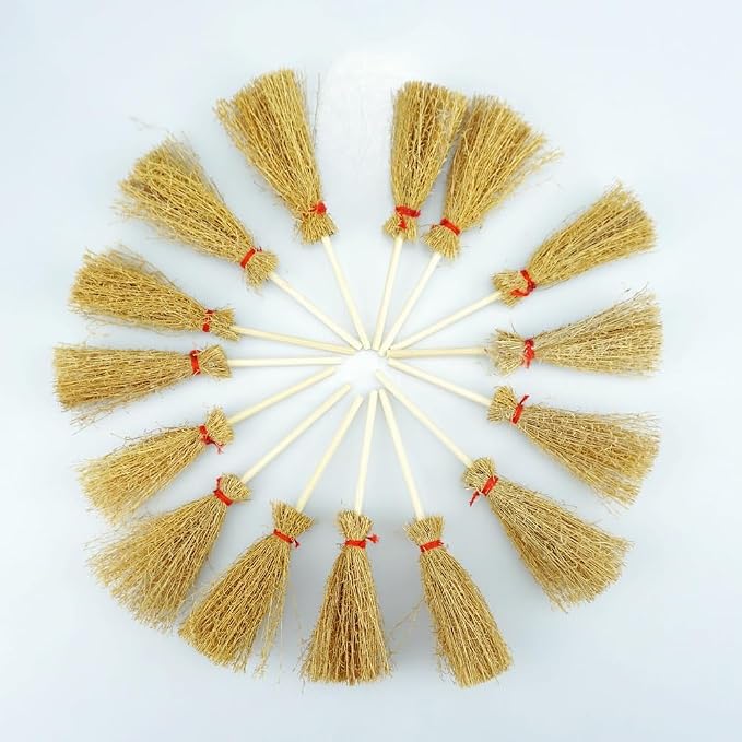 15 PCS Mini Straw Brooms Artificial Miniature Craft Witch Broom - Image 4