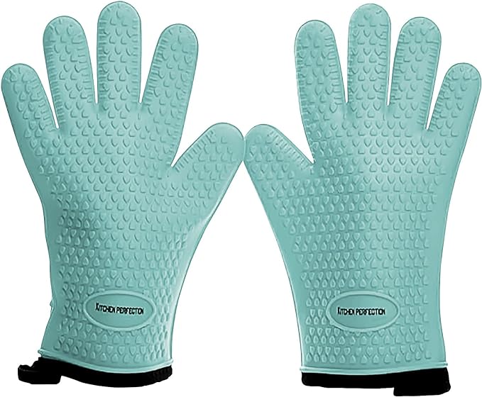 KITCHEN PERFECTION Silicone Smoker Oven Gloves -Extreme Heat Resistant BBQ by Kitchenperfection