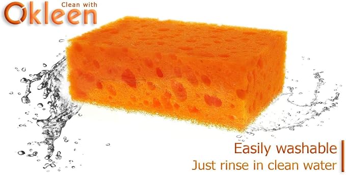 Orange Multi Use Scrub Sponge. Made in Europe. 18 Pack, 4.3x2.8x1.4 inches. - Image 4