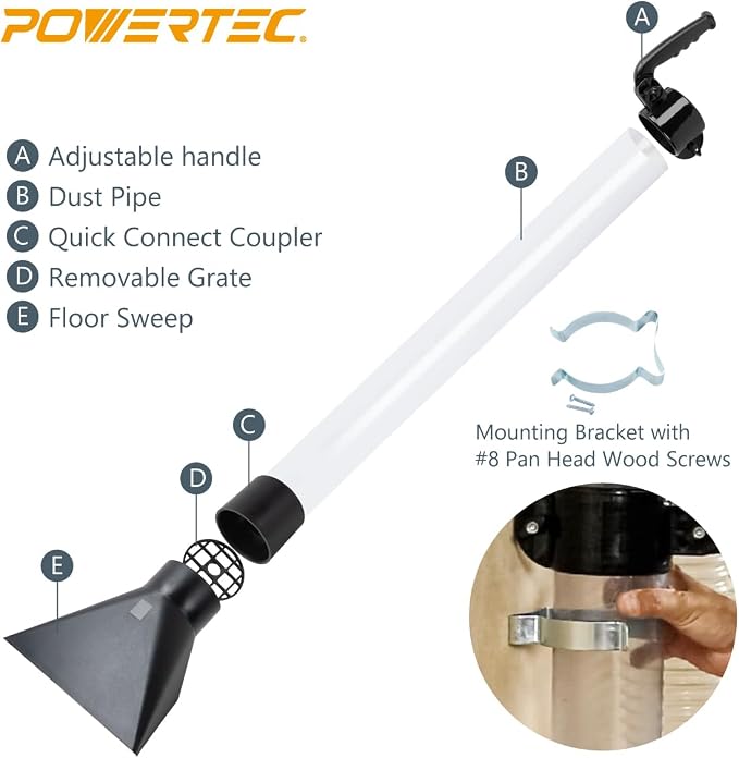 POWERTEC 70282V Dust Collection Floor Sweep, 1 PK - Image 3