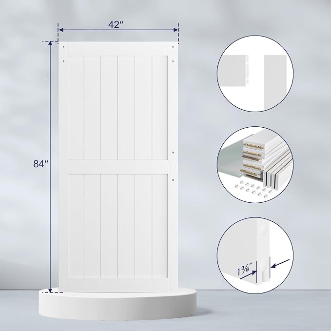 SmartStandard 42 x 84 inch White Sliding MDF Barn Door - Image 3